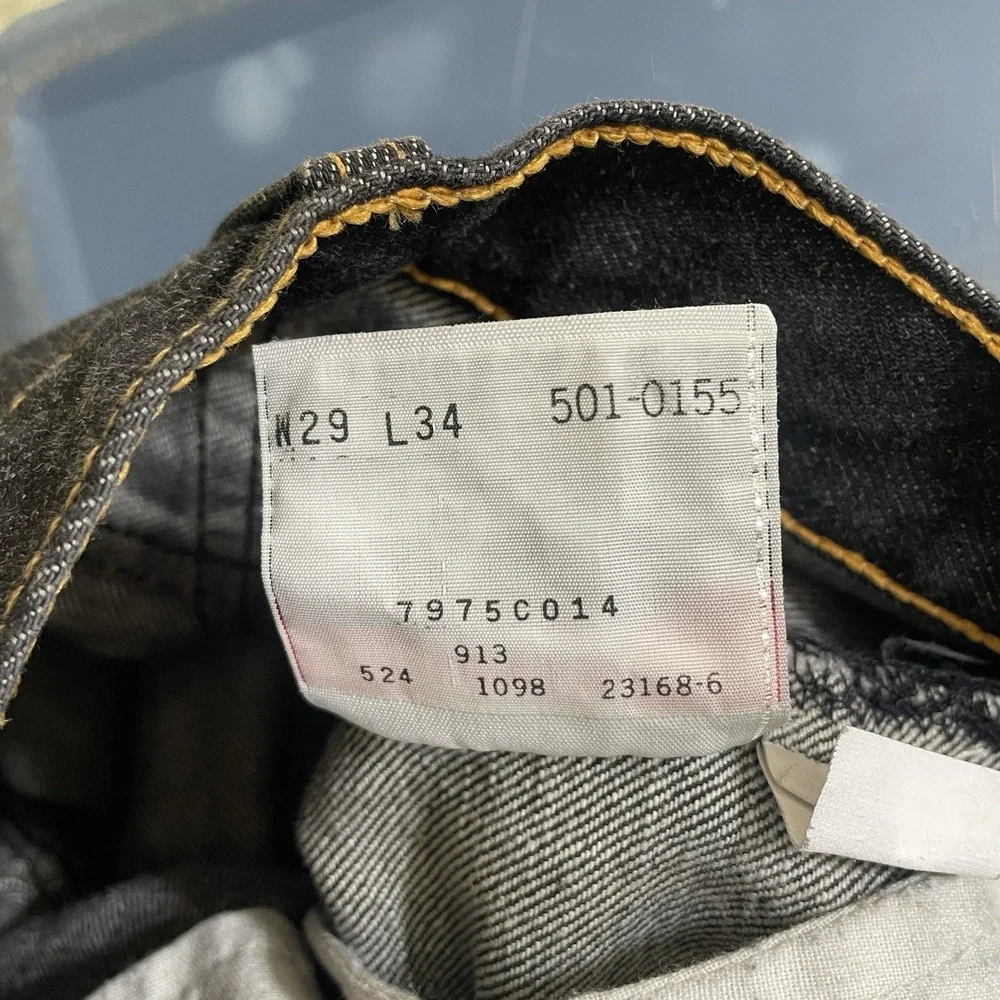 Vtg Black USA 501 Jeans Mens 29x34 (fit 28x33) Made in USA Excellent 501-0155